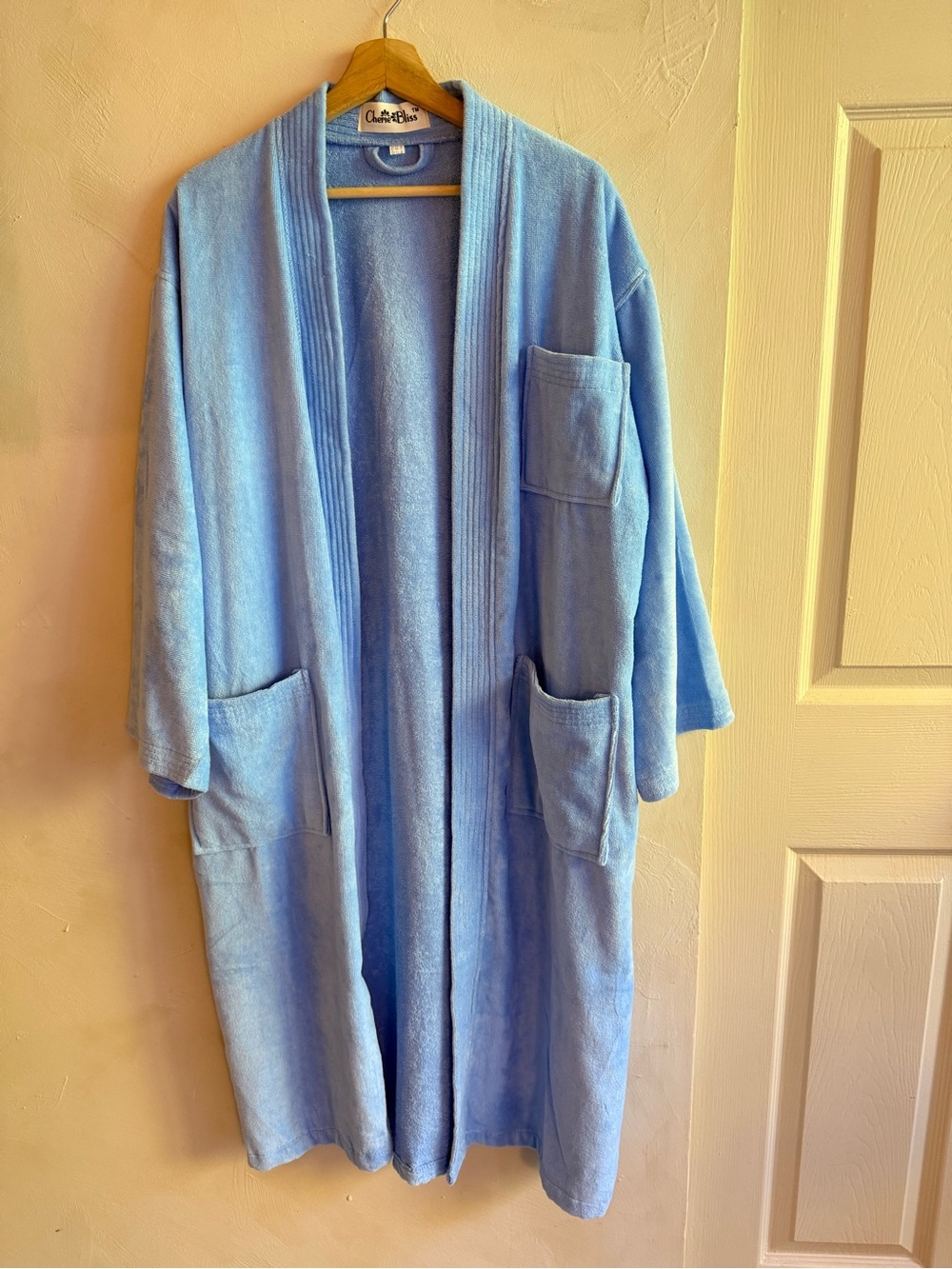 Cherie Bliss | Blue Terry Cloth Robe | 100% Cotton | One Size